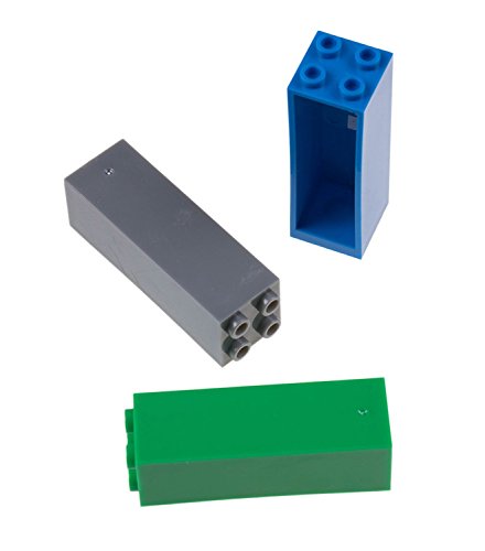 Pack de 6 Bases con Ladrillos separadores 2 x 2 - Construcción en Forma de Torre - Compatible con Todas Las Marcas - 15,24 x 15,24 cm - Azul, Verde, Gris