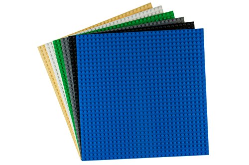 Pack de 6 Bases para Construir - Compatible con Todas Las Grandes Marcas - 25,4 x 25,4 cm - Negro Azul Gris Verde Arena Blanco