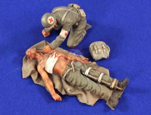 PANGCHENG 1/35 Soldados Soldado Estadounidense herido en Lona Kit de Resina histórico Modelo en Miniatura sin Montar sin Pintar