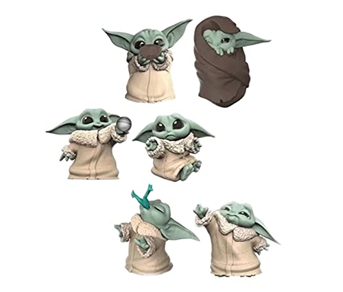 Paquete de 6 regalos de Yoda para bebés, figuras de acción de Yoda de 5,5 cm, adecuadas para fanáticos de películas de todas las edades (A)