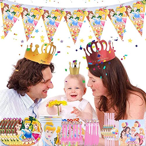 Party Vajilla Princesse - Juego de 41 piezas de suministros para fiesta de princesa, incluye platos de postre, tazas y servilletas para niñas, cumpleaños, bodas, princesas, vajillas
