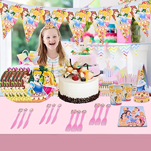 Party Vajilla Princesse - Juego de 41 piezas de suministros para fiesta de princesa, incluye platos de postre, tazas y servilletas para niñas, cumpleaños, bodas, princesas, vajillas