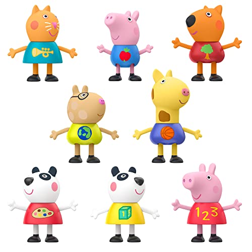Peppa Pig- Pack de 8 Figuras, George Pig, Peggi Panda, Candy Cat y Muchos más, Exclusivo de Amazon, a Partir de 3 años, Multicolor (Hasbro F2396FF2)