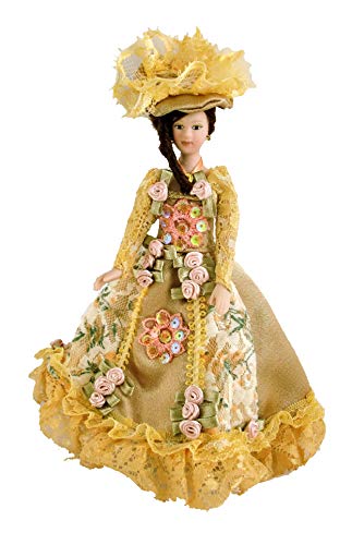 Personas en Miniatura para Casa De Muñecas Porcelana Victoriana Mujer EN Dorado