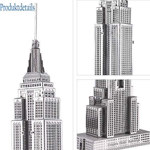 piececool Puzzle 3D DIY modelo de metal para adultos Empire State BUILDING-21pcs (plata)