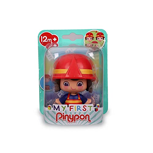 Pinypon - My First, Figura Bombero, Muñequito con traje de bombero de 2 piezas, juego delas profesiones, Regalo para bebés a partir de 12 meses para aprender colores y formas, FAMOSA (700016402)