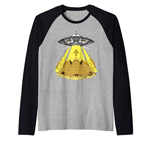 Pirámide Egipcia Abducción Alienigena Extranjero Espacial Camiseta Manga Raglan