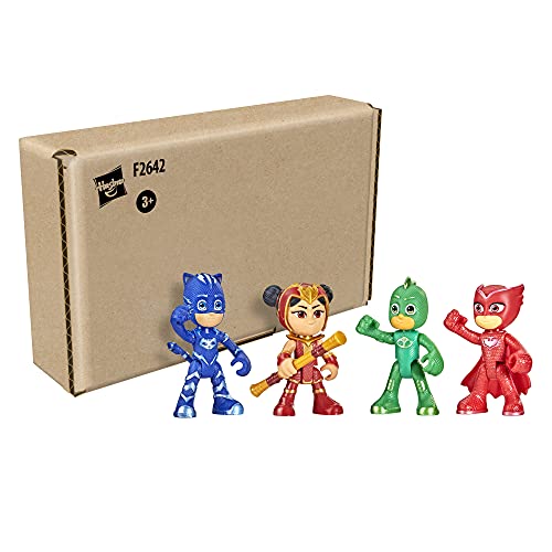 PJ Masks - Set de héroes y Dragona - Juguete Preescolar - 4 Figura de acción articuladas y 1 Accesorio para niños de 3 años en adelante