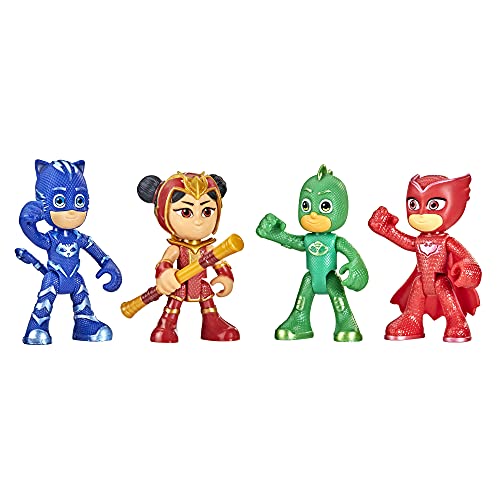 PJ Masks - Set de héroes y Dragona - Juguete Preescolar - 4 Figura de acción articuladas y 1 Accesorio para niños de 3 años en adelante