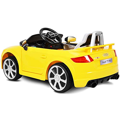 Playkin AUDI TT AMARILLO - Coche electrico niños bateria 12V con mando control +3 años juguetes infantiles coches de bateria