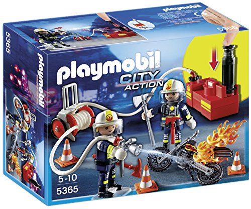 PLAYMOBIL Bomberos - Playset con Figuras y Bomba de Agua (5365)
