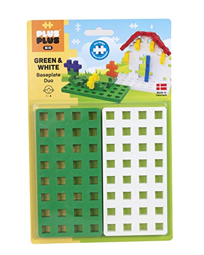 Plus-Plus- Genial Juguete de construcción con Placa Grande Verde y Blanco, 2 Piezas (9603287)