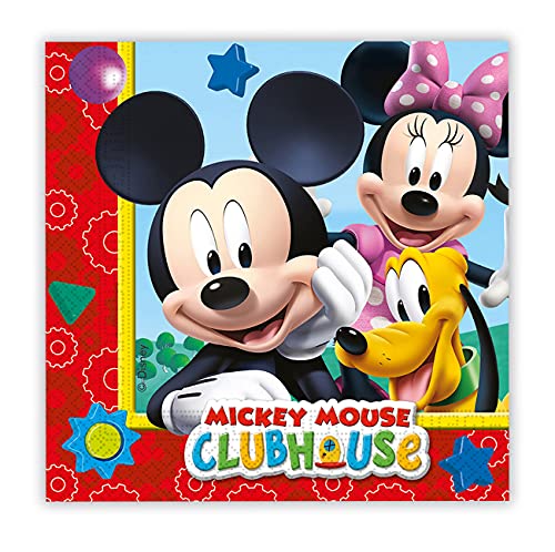 Procos 10210591 – Juego S Disney Playful Mickey de 52 Piezas, Platos, 16 Vasos, 20 servilletas, desechable, vajilla para Fiesta, decoración de Mesa, Multicolor