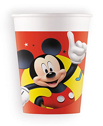 Procos 10210591 – Juego S Disney Playful Mickey de 52 Piezas, Platos, 16 Vasos, 20 servilletas, desechable, vajilla para Fiesta, decoración de Mesa, Multicolor