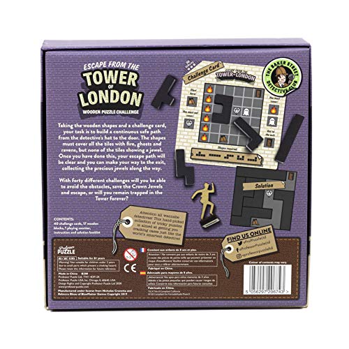 Professor PUZZLE The Baker Street Detective Club - Escapar de la Torre de Londres. Desafío de rompecabezas de madera temática Sherlock Holmes