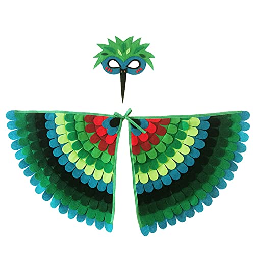 Proumhang 2 piezas de disfraz de alas de pájaro para niños de 3 a 8 años,disfraz de búho de pájaro y pavo real,máscara de ojo de fieltro para niños y niñas y conjunto de alas,Halloween,estilo 3