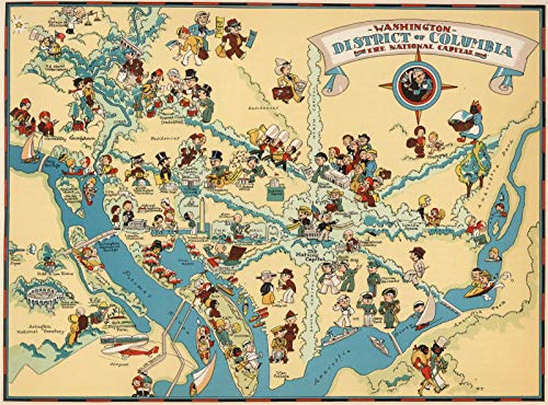 Puzzle 500 Piezas Adultos Puzzle De Madera 3D Puzzle Clásico Mapa De Dibujos Animados De Los Estados De Los Estados Unidos, Mapa De Dibujos Animados Distrito De Columbia