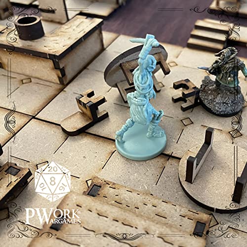 Pwork Wargames The Tavern (La Taberna) - 3D Tactical maps Rpg Fantasy Dungeon Tiles - Mapas tácticos 3D modulares de MDF 3 mm