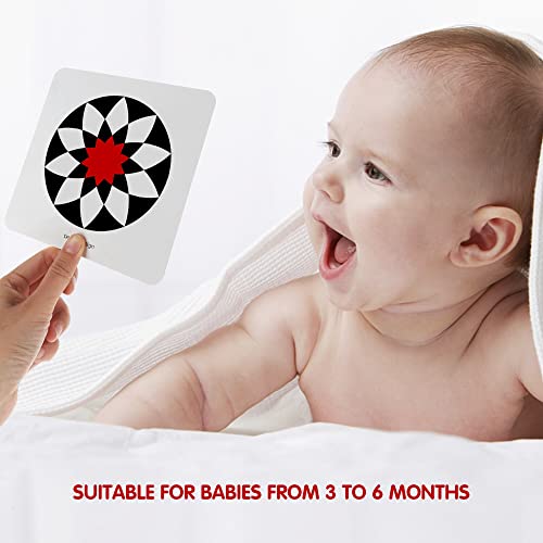 Richgv Tarjetas Negras y Blancas para Bebés,Tarjetas Flash Juguetes Bebes 3-6 Meses Tarjetas Flashcards Tarjeta Visual de Alto Contraste para Bebés Recién Naci,5.5 x 5.5 Pulgadas,40 Imágenes