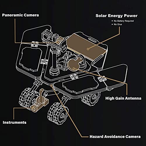 Robotime Solar Powered Stem Toys - Laser Cutting Robot DIY Kits de Modelo de Coche - Rompecabezas de Madera 3D Age 14 3D Puzzles Adult (Spirit Rover)