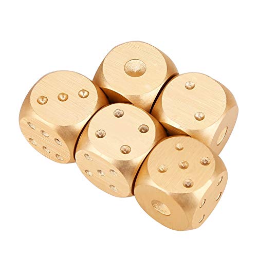 Rockyin 5pcs aleación de Aluminio Mesa de Juego Dados Juegos de Poker Set con Caja de Almacenamiento (Gold Box-Square)