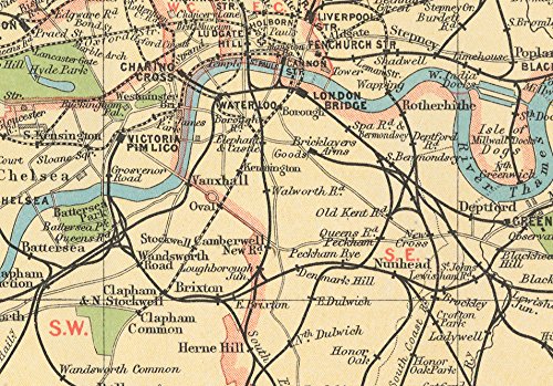 Rompecabezas de 1000 Piezas - Mapa de los Ferrocarriles of London Suburbios y Postales Distritos 1908