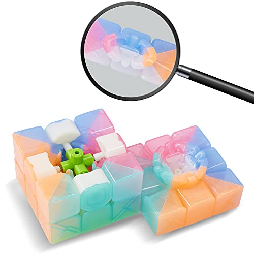 ROXENDA Cubo Mágico 3x3, Vistoso Speed Cube Cubo de Velocidad de Rompecabezas (Color Jalea)