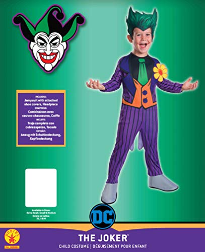 Rubies Disfraz oficial de DC Villain The Joker para niño, talla mediana de 5 a 7 años