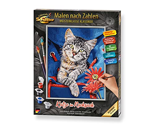 Schipper números, diseño de Gato en la Mochila, para Adultos, Incluye Pincel y Pinturas acrílicas, 24 x 30 cm, Color carbón (609240842)