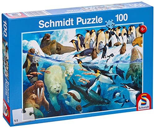 Schmidt Spiele- Puzzle Infantil, diseño de Animales en el círculo Polar, Multicolor (56295)