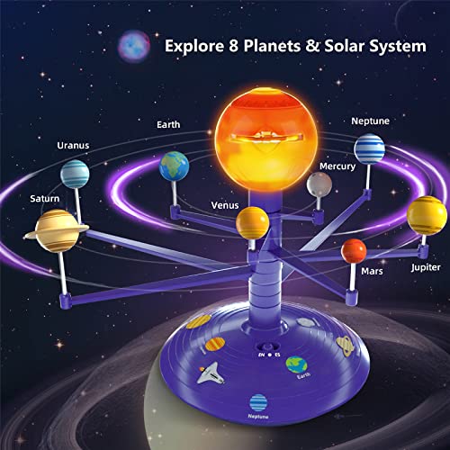 Science Can Sistema solar para niños, kit de modelo de sistema solar de astronomía parlante, juguetes espaciales con 8 planetas, proyector de planetario STEM juguetes para niños de 3 4 5+ años