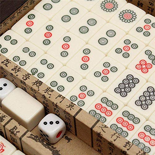 SEESEE.U Juego de Mahjong Chino numerado Mah-Jong 144 Azulejos Juego de Mah-Jong Juguete Chino portátil con Tablero Juego de Juego de Mesa, como se Muestra