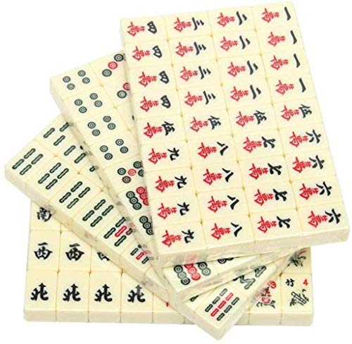 SEESEE.U Mah-Jong Chino numerado Mahjong Set 144 Azulejos Mah-Jong Set portátil Chino Toy Party Gambling Game Board con Caja, como se Muestra