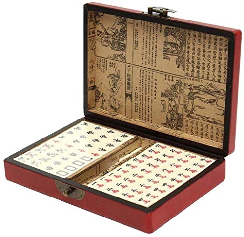 SEESEE.U Mah-Jong Chino numerado Mahjong Set 144 Azulejos Mah-Jong Set portátil Chino Toy Party Gambling Game Board con Caja, como se Muestra