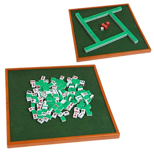 SEESEE.U Mini portátil portátil 144 Mahjong Box Juego Tradicional Viaje Mesa Plegable Mah Jong