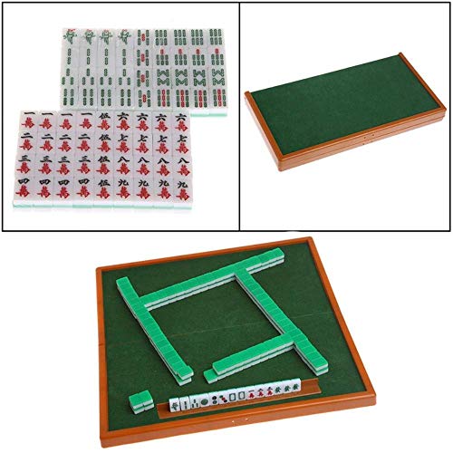 SEESEE.U Portable Mini 144 Mahjong Set Mah Jong Table Juego Tradicional Viaje Plegable
