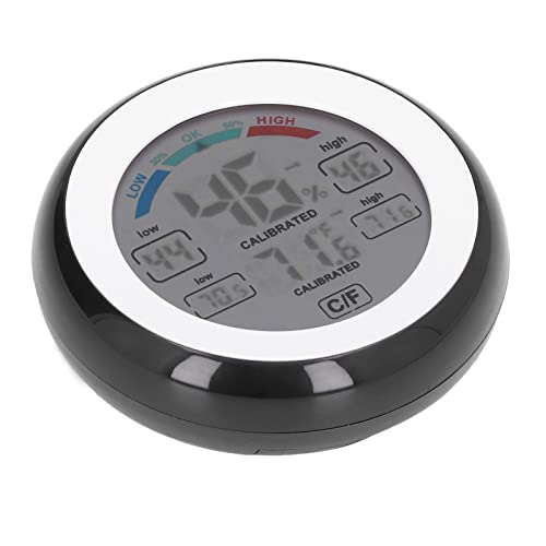 Sensor de Temperatura de Humedad, Pantalla Táctil Fácil de Leer Termómetro para Exteriores Higrómetro Grabación Pequeña de 24 Horas con LCD a Color para Dormitorios
