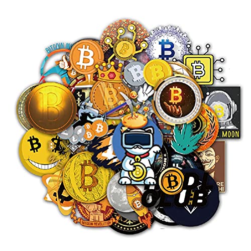 SetProducts  Top Pegatinas! Juego de 49 Pegatinas de Bitcoins Vinilos - No Vulgares - Cool, bit Coin, Criptomoneda - Personalización Portátil, Scrapbooking