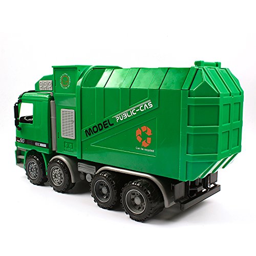 SHANDP Camión de seguridad para niños, juguetes de inercia, con contenedores de basura