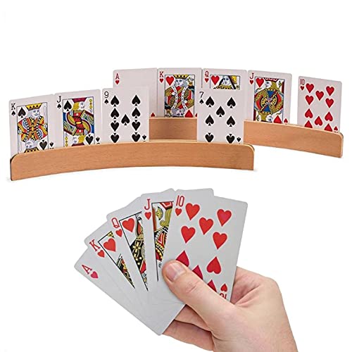 Shichangda Portatarjetas de madera – Bandeja de tarjeta sólida organizador para tarjetas gratis tus manos con diseño curvo para niños mayores – 33 x 3,5 x 0,3 pulgadas