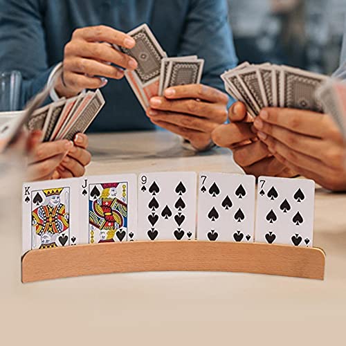 Shichangda Portatarjetas de madera – Bandeja de tarjeta sólida organizador para tarjetas gratis tus manos con diseño curvo para niños mayores – 33 x 3,5 x 0,3 pulgadas