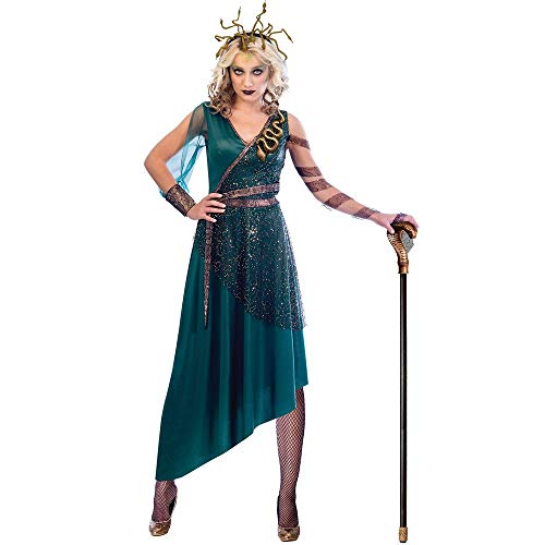shoperama Disfraz de Medusa para mujer, vestido y diadema con serpientes, diosa griega, mitología, talla: S - 34/36