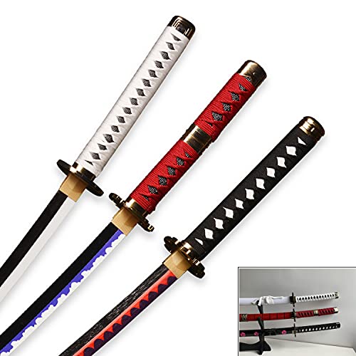 Skyward Blade Espada de madera Roronoa Zoro Katana, Anime Original Texture Samurai Sword, Kitetsu Katana para Cosplay Collection Traje de tres piezas