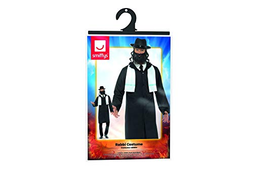 Smiffys-44689L Disfraz de rabino, con Chaqueta, pañuelo, Sombrero y Barba, Color Negro, L-Tamaño 42"-44" (Smiffy'S 44689L)