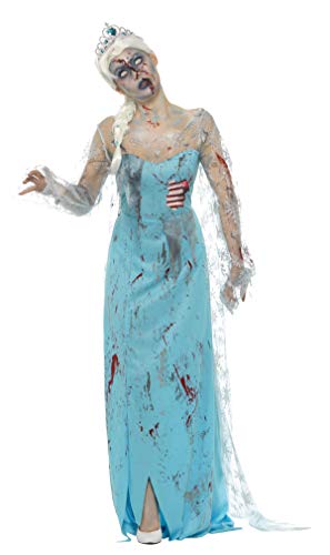 Smiffy'S 46864Xs Disfraz Zombi Muerta Congelada Con Vestido Costillas De Látex Pegadas, Azul, Xs - Eu Tamaño 32-34