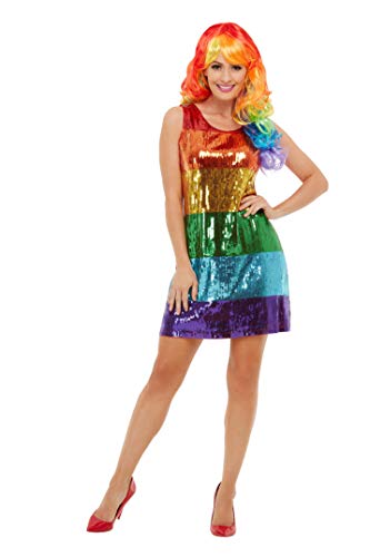 Smiffys 51001M - Disfraz de arcoíris con purpurina para mujer, multicolor, talla M