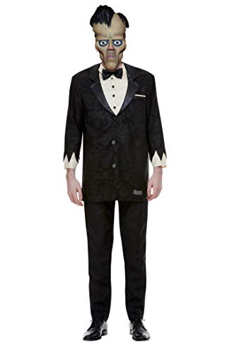 Smiffys 52237L Disfraz de Addams con licencia oficial, para hombre, negro, talla L, 106,68-111,76 cm