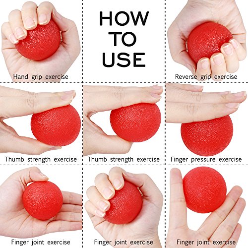 SourceTon Fidgets Pelota para aliviar el estrés, forma redonda, para manos, dedos y agarre, para terapia de fortalecimiento del estrés, paquete de 5 bolas para apretar
