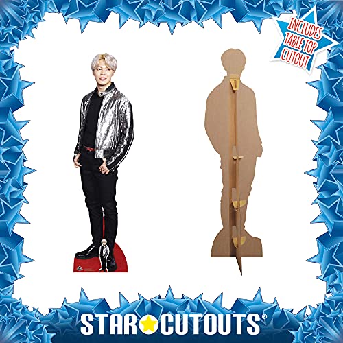 STAR CUTOUTS CS746 - Figura de cartón a tamaño real con figura de escritorio de regalo de Park Ji-min (Jimin), chaqueta plateada, Bangtan Boys, multicolor