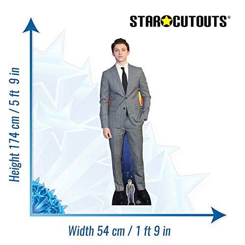 STAR CUTOUTS- Tom Holland Lifesize Recortado tamaño Real con 1 Mini Recorte de cartón, Multicolor (CS756)